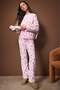 Pembe Ayıcık ve Kalp Desenli Kışlık Polar Örme Pijama Takımı THMAW26PT00150 - 2