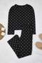 Siyah %100 Pamuklu Puantiye ve Kalpli Örme Pijama Takımı THMAW25PT00039 - 5