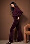 Bordo Süet Görünümlü Yüksek Bel Comfort/Esnek Flare Jeans TWOAW26JE00287 - 2