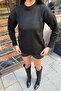 Black Soft Textured Ribbed Detailed Casual Crew Neck Knit Sweater - 5