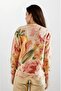 Beige-Fuchsia Floral Patterned Round Neck Knitwear Sweater - 2