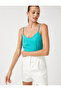 Thin Strap Athlete V-Neck Satin Look
