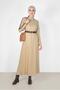 DRESS WITH BUTTON SLEEVES AND LEATHER DETAIL 42252