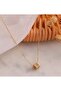 Gold Color Tone Cube Pendant Necklace with Rhinestone Detailing - 3