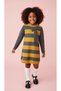 HEART DETAILED COLLAR STRIPED KNITWEAR GIRL DRESS