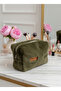 Khaki Soft Plush Makeup Bag – Large Size XL Travel and Cosmetic Organizer, Quality Lining - 7