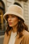 Women's Beige Wool Felt Bucket Hat Spk1147