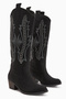 Fizaro Black Pointed Toe Embroidered Staple Detailed Western, Cowboy Women's Boots - 3