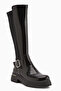 Faria Black Diver, Stretch Fabric Detailed Buckle Thick Soled Women's Boots - 2