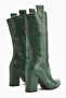 Keri Green Croco Asymmetrical Cut Heeled Short Women's Boots - 5