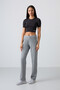 Gray Melange Detailed Pocketed Comfortable Fit Classic Leg Women's Sweatpants - 94007