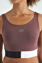 Brown Color Blocked Logo Printed Slim Fit Ribbed Women's Bustier - 97275 - 6