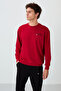 Red - Black Casual O-Neck Elastic Cuff Cotton Men's Standard Fit Tracksuit Set - 85120 - 2