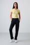 Navy Blue Hidden Zipper Pocket Comfortable Form Classic Leg Women's Tracksuit Bottom - 94148