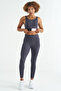 Anthracite Color Blocked Logo Printed Slim Fit Ribbed Women's Bustier - 97275 - 6