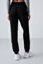 Black Pocketed High Waist Comfortable Form Rubber Leg Women's Tracksuit Bottom - 94583 - 8