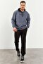 Petrol - Black Hooded Kangaroo Pocket Elastic Leg Men's Standard Fit Tracksuit Set - 85117