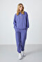 Lilac Hooded Kangaroo Pocket Comfortable Fit Elastic Leg Women's Tracksuit Set - 95288 - 8