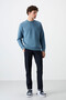 Navy Blue Zippered Three-Pocket Slim Fit Classic Leg Men's Tracksuit Bottom - 84671