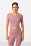 Dusty Rose High Waist Capri-Crop T-Shirt Slim Fit Women's Leggings Set - 95285 - 7