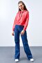 Fuchsia Long Sleeve Comfortable Form Hooded Women's Sweatshirt - 97115 - 4