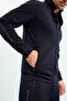 Navy Blue Stand Collar Zippered Standard Fit Men's Tracksuit Set with Cuffs - 85160 - 8