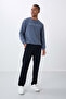 Navy Blue Zipper Pocket Slim Fit Classic Leg Men's Tracksuit Bottom - 84669 - 2