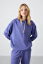 Lilac Hooded Kangaroo Pocket Comfortable Fit Elastic Leg Women's Tracksuit Set - 95288 - 2