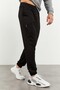 Gray Melange - Black Hooded Kangaroo Pocket Elastic Leg Men's Standard Fit Tracksuit Set - 85117 - 5