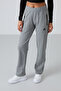 Gray Melange Zipper Pocketed Comfortable Form Classic Leg Women's Tracksuit Bottom - 94195 - 2