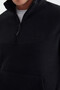 Navy Blue Half Zipper Stand Collar Rubber Leg Fleece Men's Tracksuit - 85159 - 6