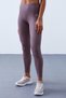 Dusty Rose High Waist Gathering Detail Back Detailed Slim Fit Bustier Women's Leggings Set - 95281 - 5