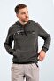 Khaki Kangaroo Pocket Standard Mold Hooded Men's Sweatshirt - 87883 - 6