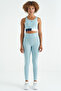 Light Blue Color Blocked Logo Printed Slim Fit Ribbed Women's Bustier - 97275 - 2