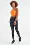 Neon Orange Logo Printed Slim Fit Diving Fabric Women's Bustier - 97259 - 6