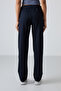 Navy Blue Zipper Pocketed Comfortable Form Classic Leg Women's Tracksuit Bottom - 94195 - 5