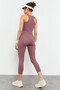 Dusty Rose High Waist Capri-Crop Tank Top Slim Fit Women Leggings Set - 95284 - 8