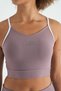 Dusty Rose Back Cross Detailed Logo Printed Slim Fit Ribbed Women's Bustier - 97274 - 5