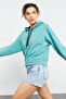 Mint Green Long Sleeve Comfortable Form Hooded Women's Sweatshirt - 97115 - 6