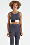 Anthracite Color Blocked Logo Printed Slim Fit Ribbed Women's Bustier - 97275