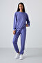 Eflatun Basic Cotton O-Neck Comfortable Fit Elastic Leg Women's Tracksuit Set - 95287