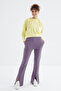 Lilac High Waist Front Slit Detailed Comfortable Form Women's Tracksuit Bottom with Side Pockets - 94625 - 5