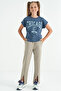 Petrol O Neck Low Shoulder Comfortable Form Short Sleeve Girl's T-Shirt - 75128 - 7