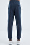 Indigo Lace-up Front Stitching Detailed Standard Mold Men's Tracksuit Bottom - 84994 - 8