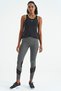 Black Logo Printed Standard Fit Women's Sports Undershirt with Bias Stripes - 97255