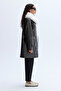 Long Coat with Fur Collar Looking Like Leather - 5