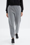 Gray Melange High Waist Raised 3 Thread Cotton Basic Women's Tracksuit Bottom - 94624 - 4