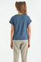 Petrol O Neck Low Shoulder Comfortable Form Short Sleeve Girl's T-Shirt - 75128 - 6