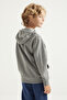 Gray Melange Text Printed Hooded Standard Fit Boys' Sweatshirt with Kangaroo Pocket - 11002 - 8