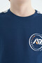 Indigo Shoulder Print Detailed Standard Fit O Neck Boys T-Shirt - 11121 - 4